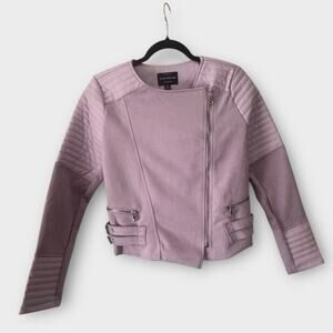 Haute Monde Lilac Pink Moto-Style Leather Jacket